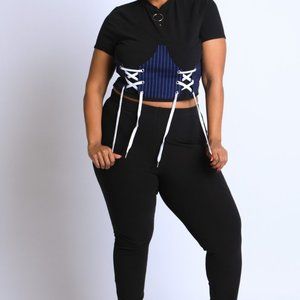 2 Piece Plus Size Lace up corset set!!
